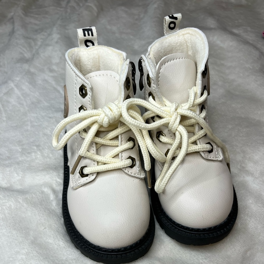 lace up zip up white boots